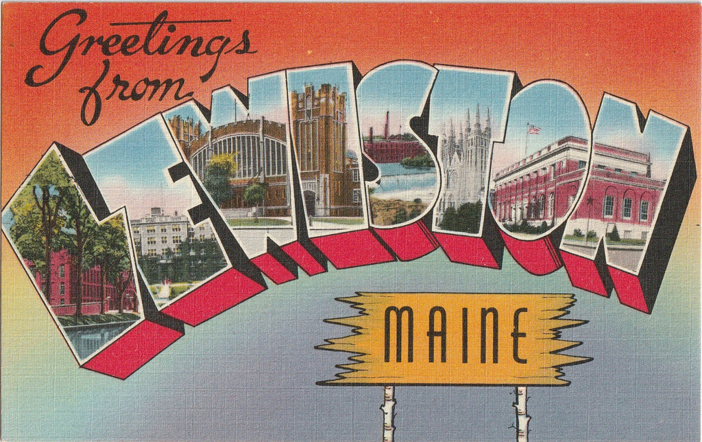 Greetings From Lewiston Maine Vintage Postcard