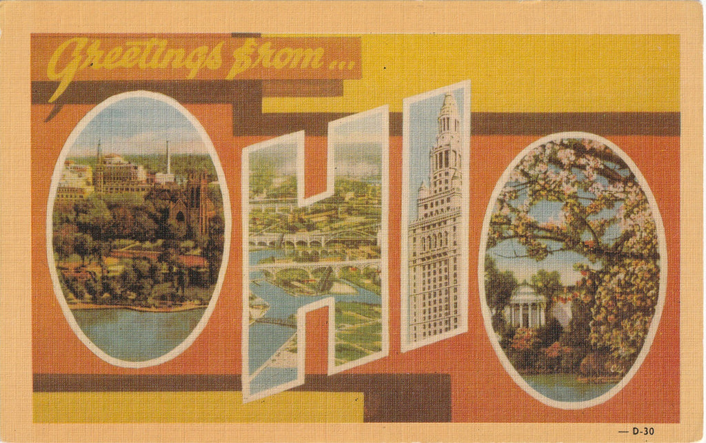 Greetings From Ohio Large Letter Vintage Postcard