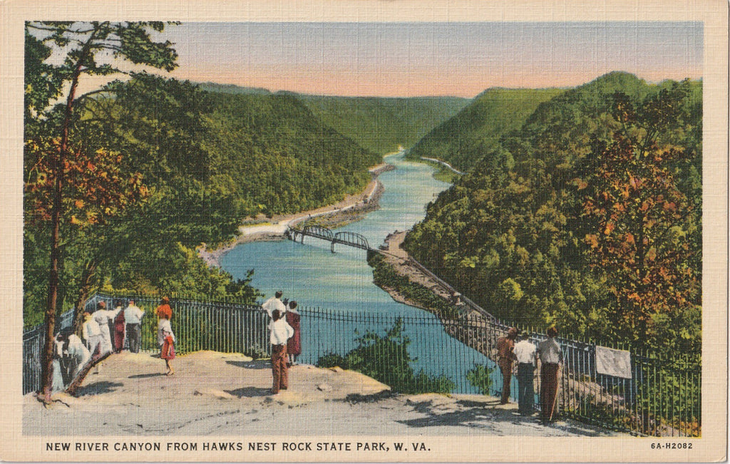 New River Canyon Hawks Nest Rock State Park WV Vintage Postcard