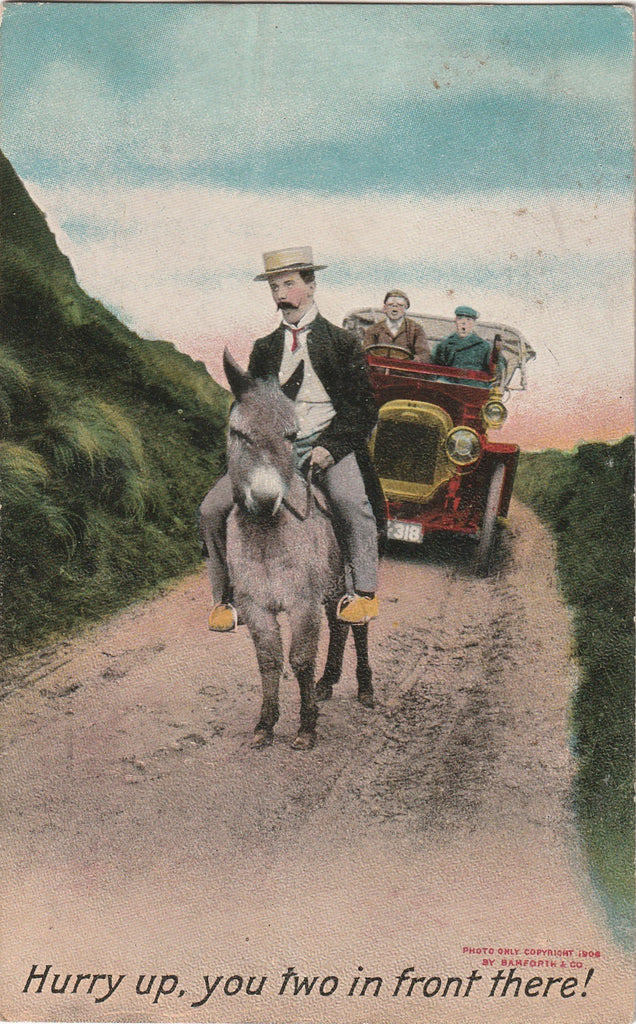 Hurry Up You Two in Front Antique Postcard