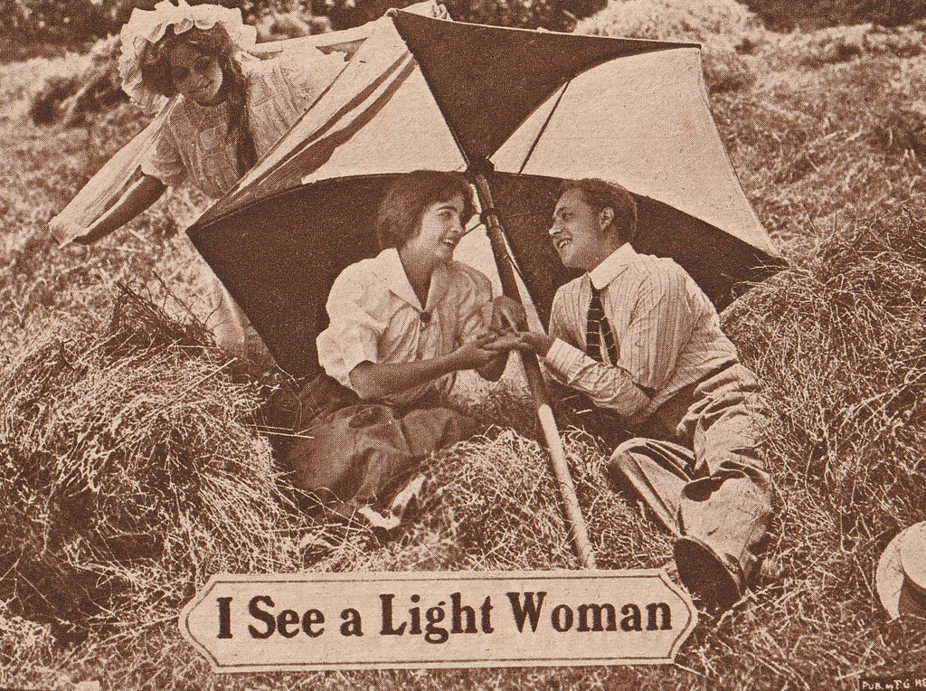 I See A Light Woman Antique Postcard Close Up