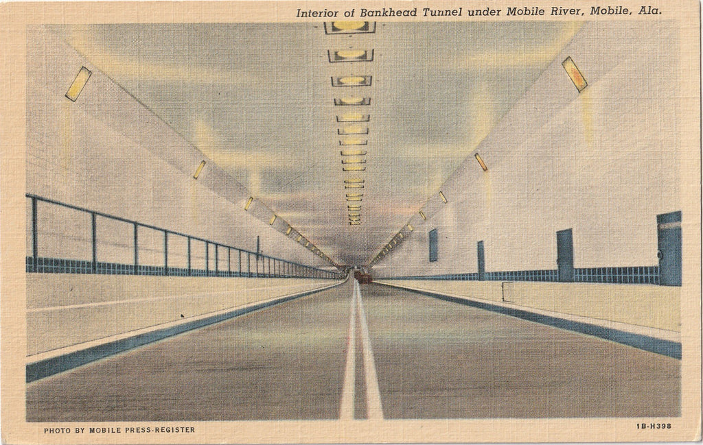 Interior Bankhead Tunnel Mobile River AL Postcard