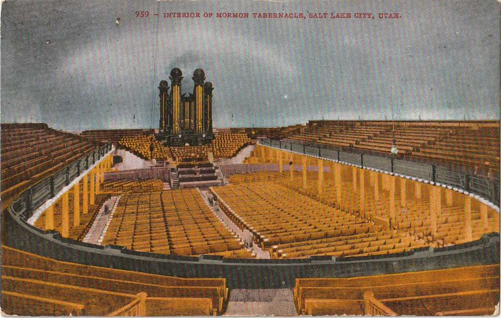 Interior of Mormon Tabernacle - Salt Lake City, UT - Postcard, c. 1910s
