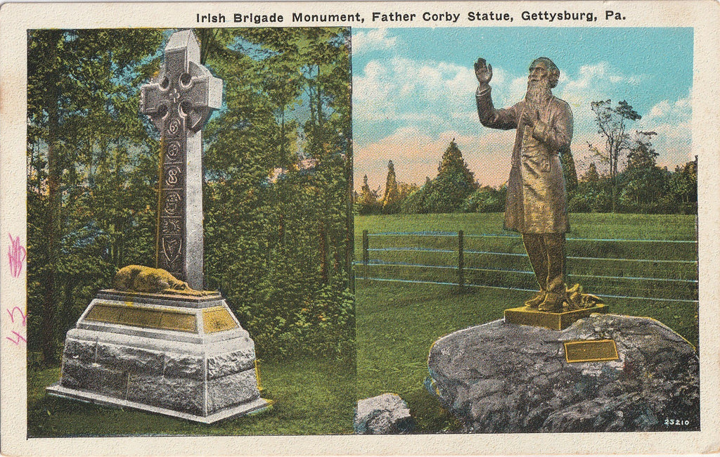 Irish Brigade Monument Father Corby Gettysburg Postcard