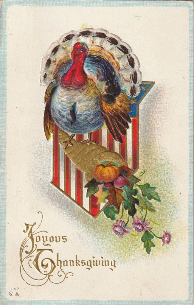 Joyous Thanksgiving Turkey - Antique Postcard, c. 1900s