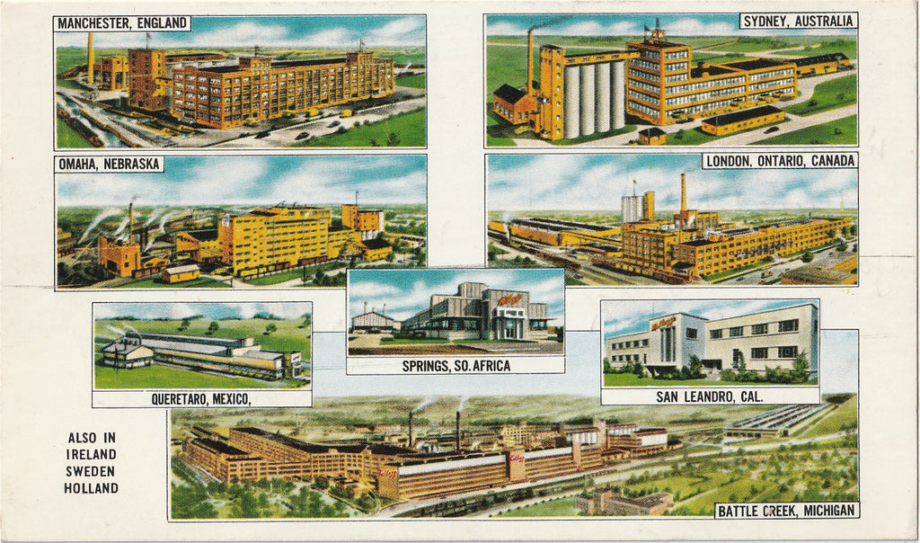 Kellogg Company Plants - Greatest Name in Cereal - Postcard, c.1950s