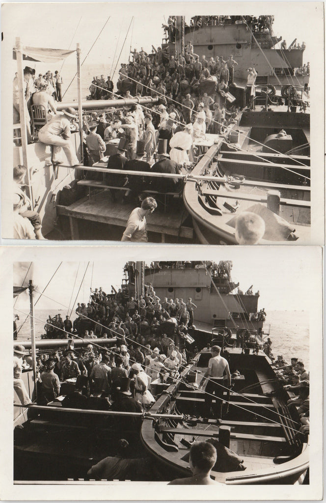 King Neptune Line-Crossing Ceremony - WWII Sailors - USS Cebu - SET of 2 - Photos, c. 1940s