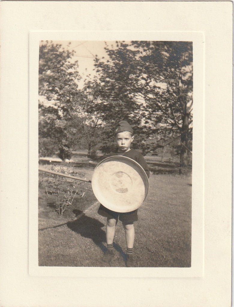 Little Soldier on Guard - Snapshot, c. 1940s