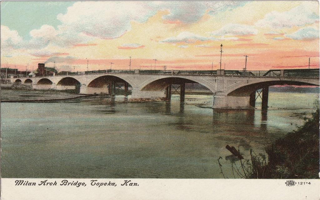 Milan Arch Bridge Topeka Kansas Postcard