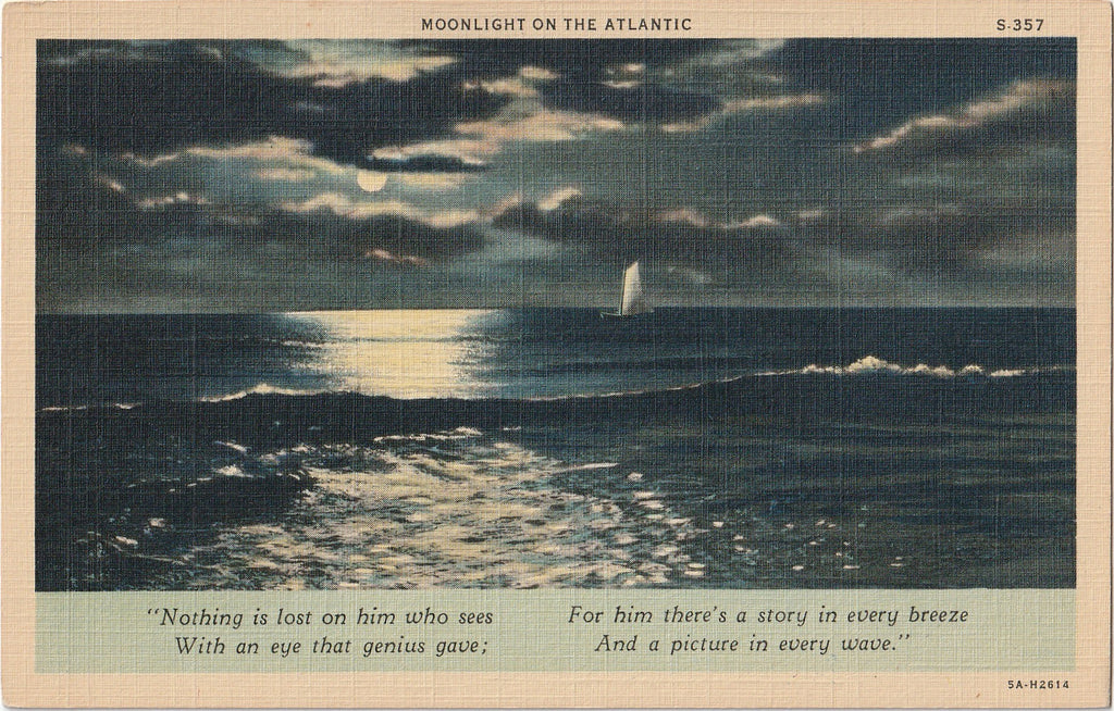 Moonlight on the Atlantic Poem Postcard