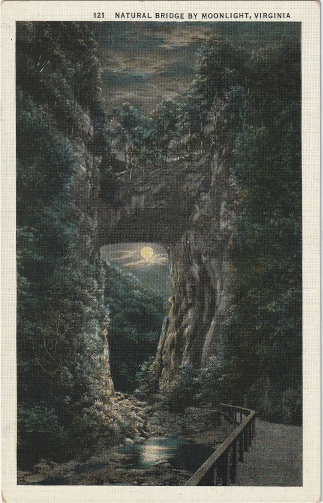Natural Bridge By Moonlight Virginia Vintage Postcard