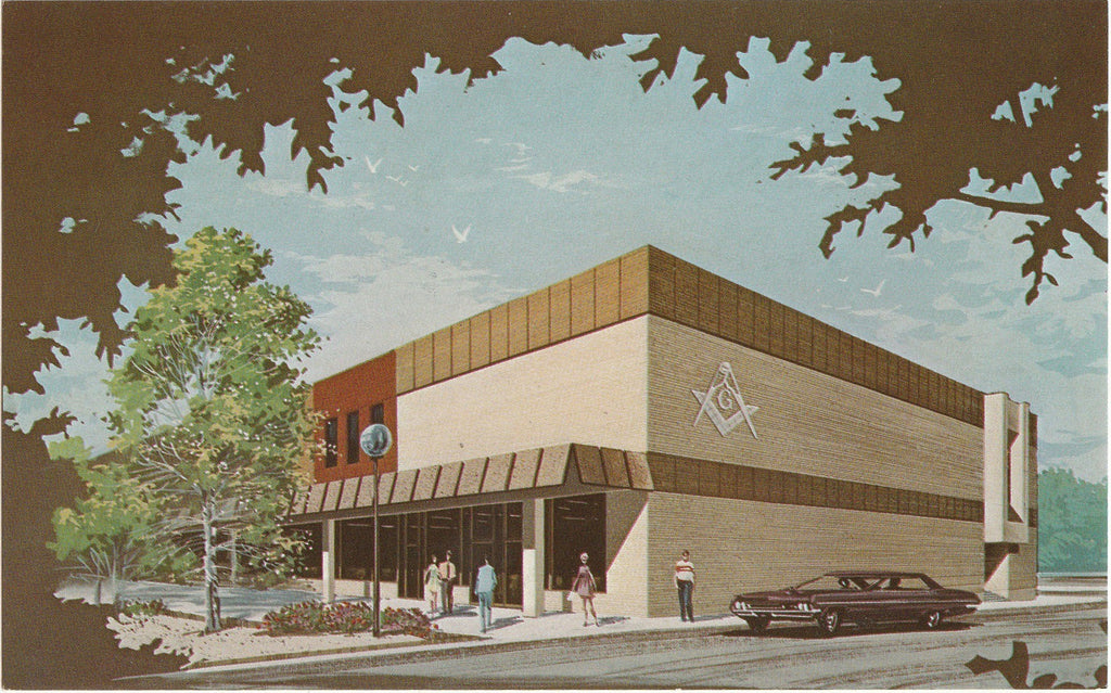 New Masonic Temple - Parsons, Kansas - Postcard c. 1960s