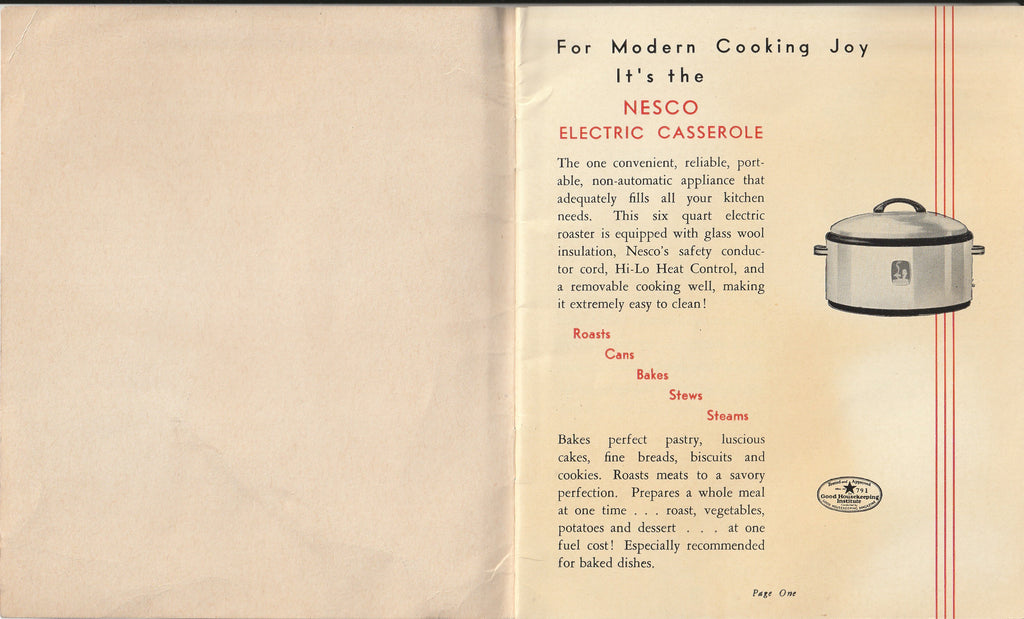 New Modern Way of Nesco Electric Cooking - Booklet, c. 1940s - Inside 1