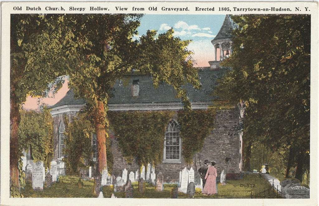 Old Dutch Church - Sleepy Hollow Graveyard - Tarrytown-on-Hudson, NY - Postcard, c. 1920s