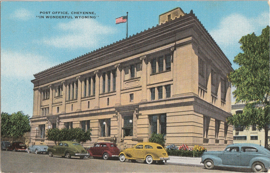 Post Office in Wonderful Wyoming - Cheyenne, WY - Postcard, c. 1930s