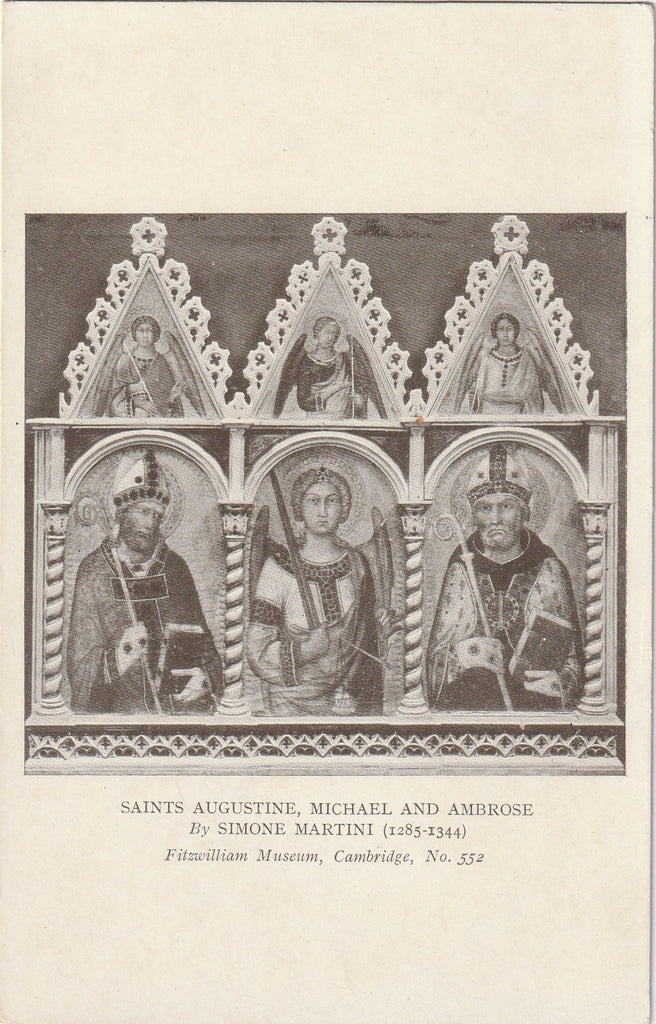 Saints Augustine Michael and Ambrose Simone Martini Postcard