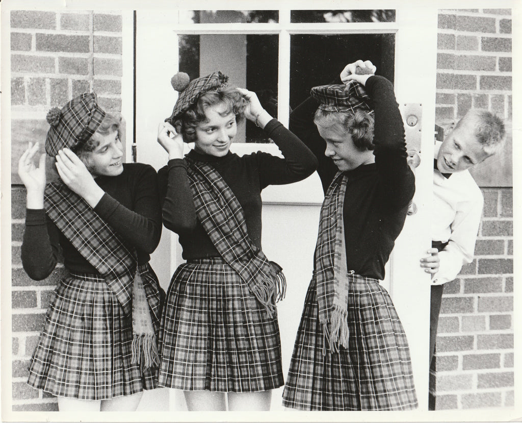 Scottish Highland Dancers - Tartan Kilt - Tam o' Shanter Hats- Photo, c. 1950s