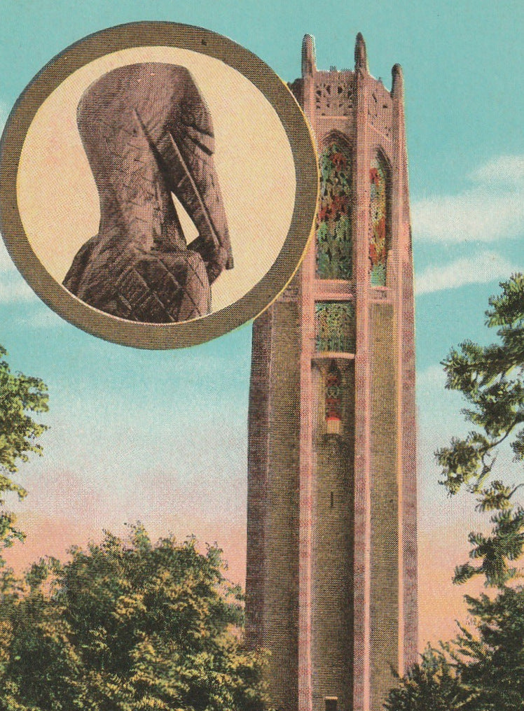 Singing Tower Lake Wales Florida Antique Postcard Close Up 2