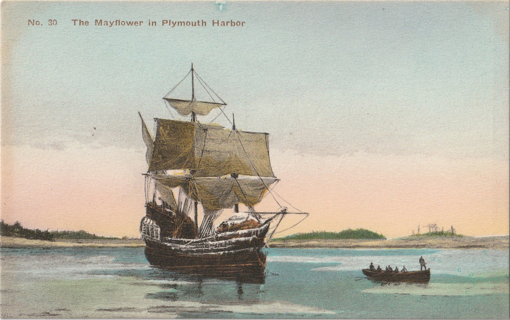 The Mayflower in Plymouth Harbor - Postcard, c. 1930s
