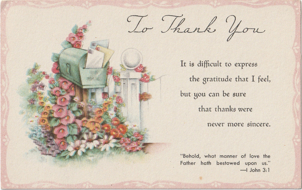 To Thank You - Sunshine Series - Postcard, c. 1940s