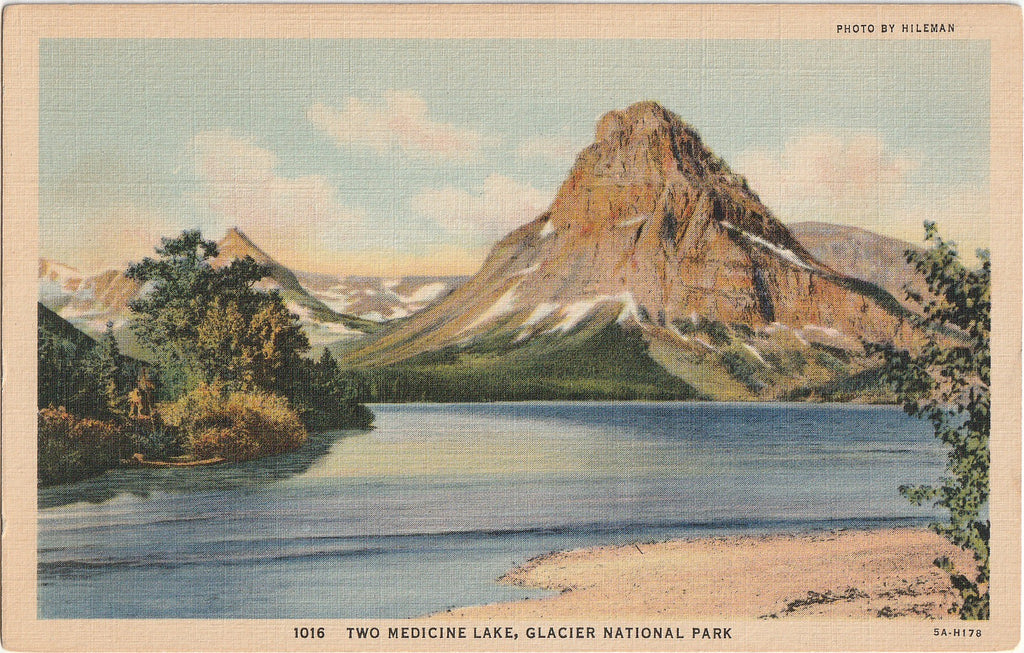 Two Medicine Lake - Glacier National Park, Montana - Postcard, c. 1930s