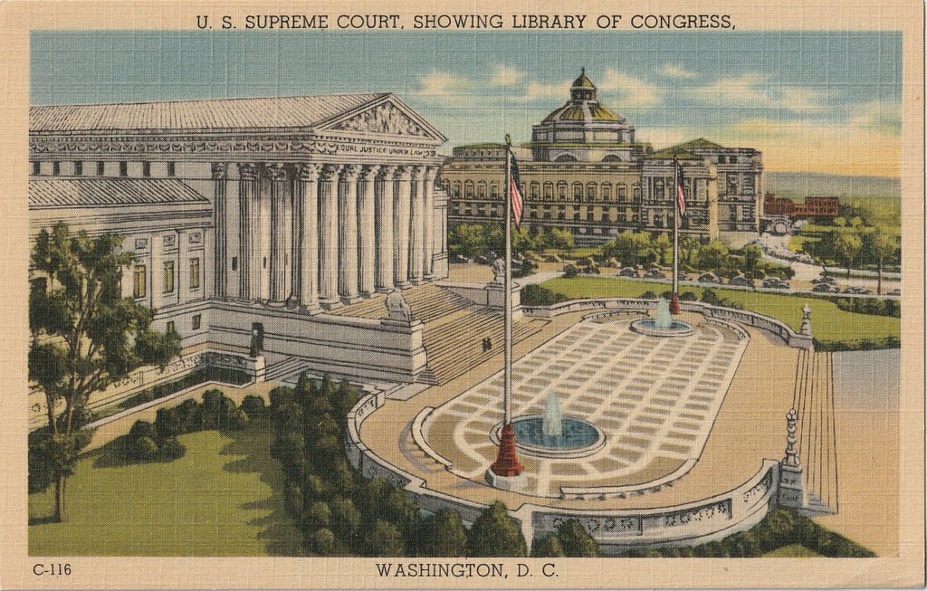 U. S. Supreme Court Linrary of Congress Washington D. C. Postcard