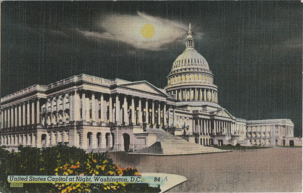 United States Capitol at Night - Washington, D.C. - Postcard, c. 1940s