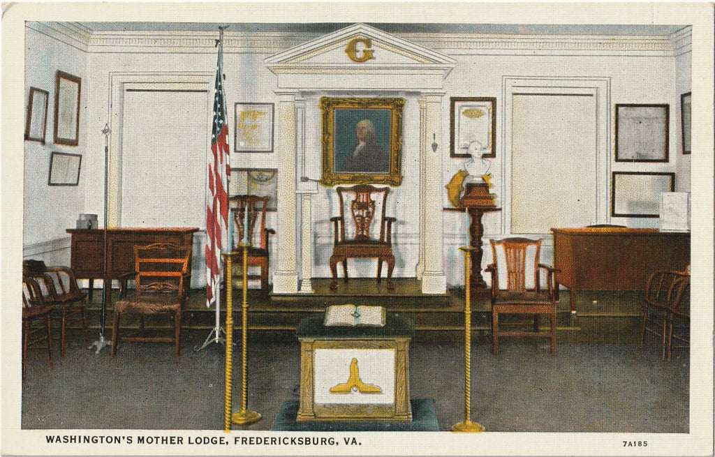 Washington's Masonic Lodge Vintage Postcard