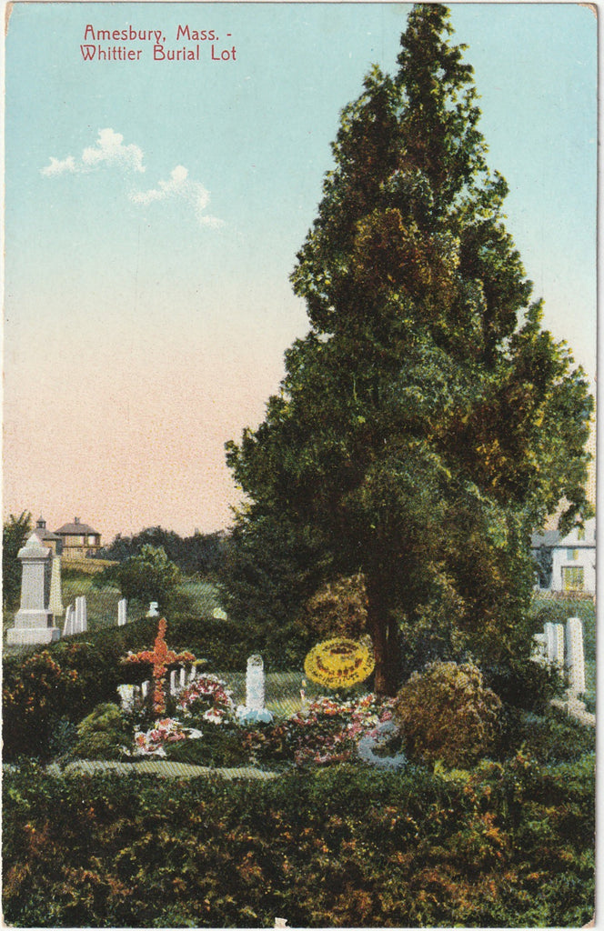 Whittier Burial Lot - Amesbury, MA - Postcard, c. 1900s