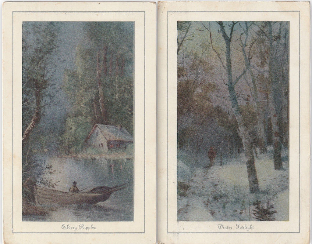 Winter Twilight Silvery Ripple Antique Postcard SET