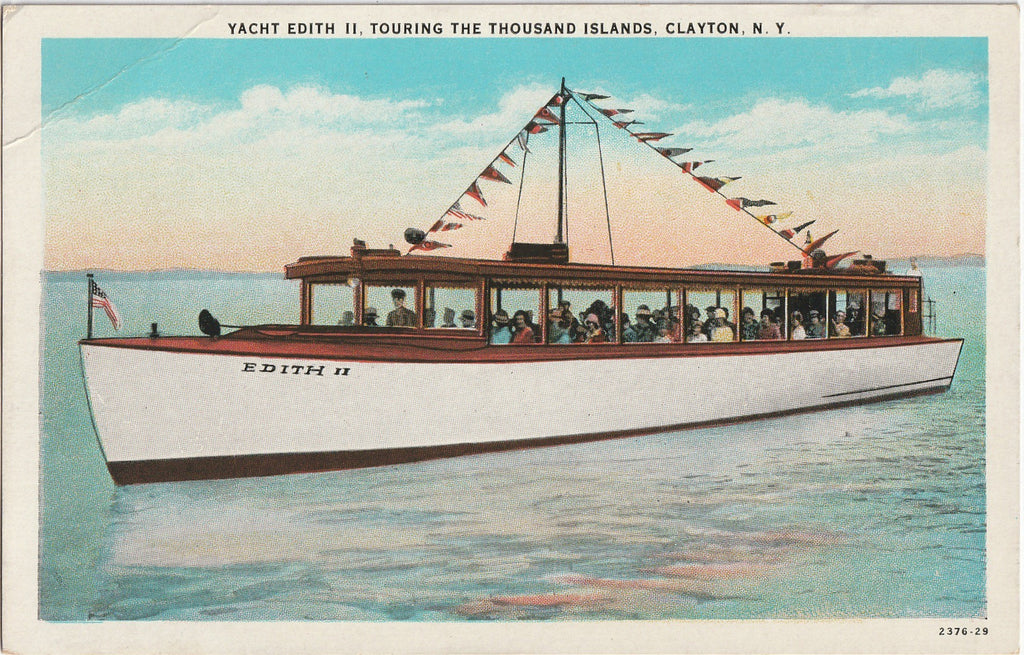 Yacht Edith II - Touring the Thousand Islands - Clayton, NY - Postcard, c. 1930s