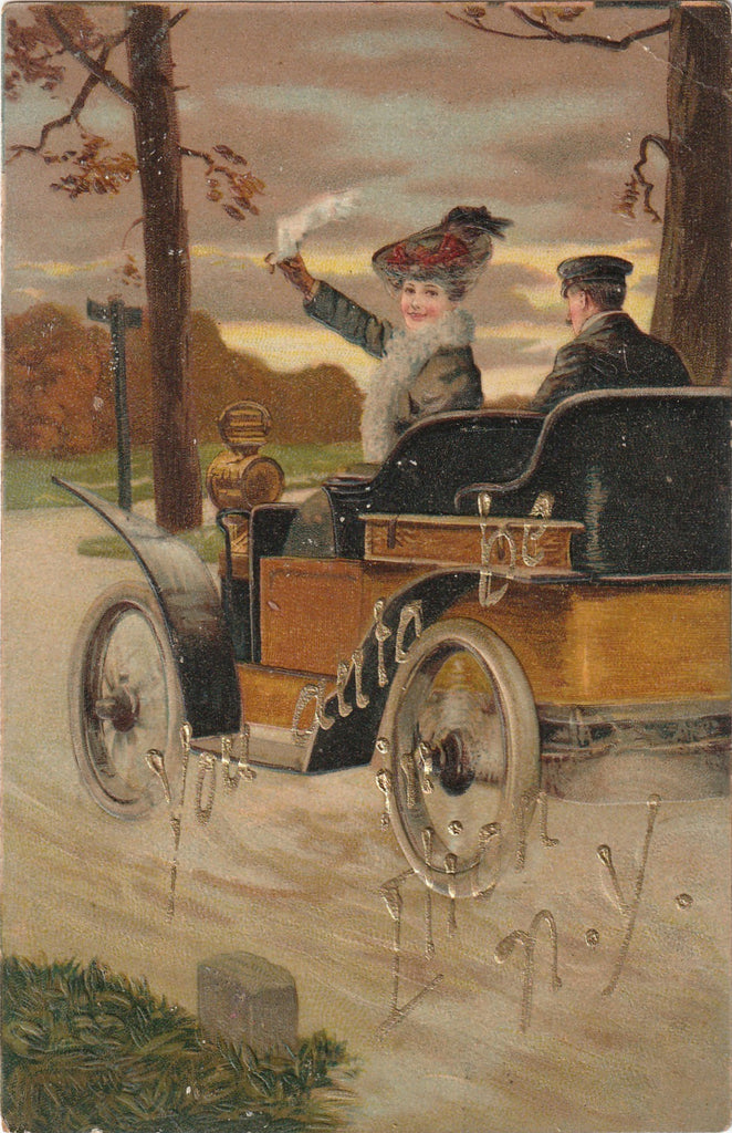 You Auto Be in Elion NY Antique Postcard