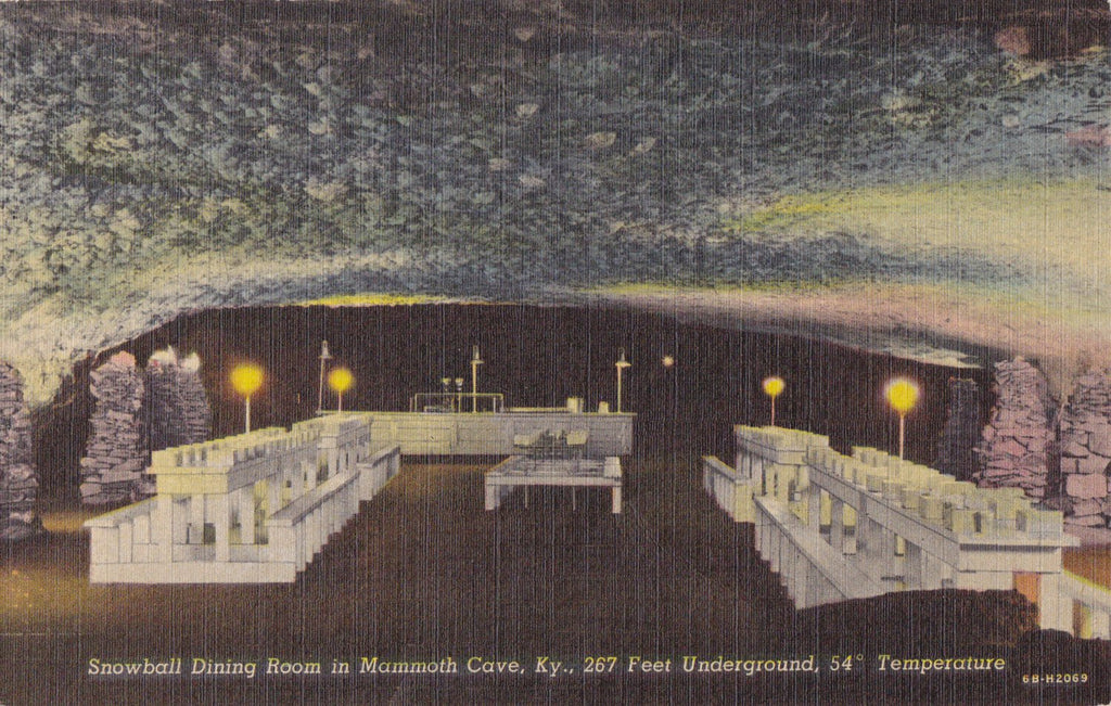 Snowball Dining Room- 1940s Vintage Postcard- Mammoth Cave, KY- Kentucky Landmark- Underground- National Park Souvenir