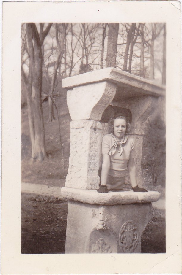 Set In Stone- 1930s Vintage Photographs- SET of 2- Best Friends- Pretty Women- Cobblestone Bridge- Found Photos- Snapshots