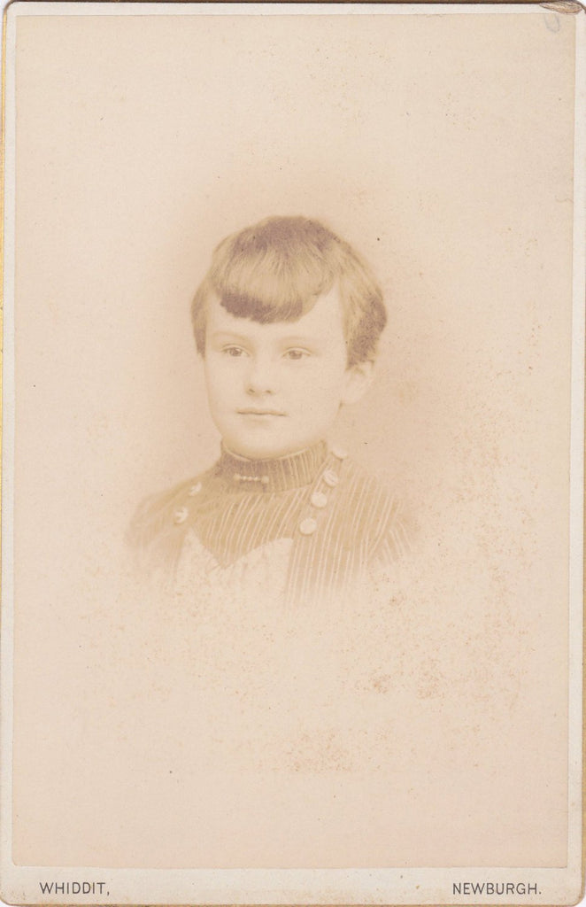 Puckish Sprite- 1800s Antique Photograph- Victorian Boy- Elven Features- Elf Boy- Newburgh, NY- Whiddit- Cabinet Photo- Paper Ephemera