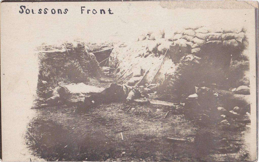 Soissons Front Casualties- 1910s Antique Photograph- WWI Battlefield- Trench Warfare- Eyewitness History- RPPC- July 1918
