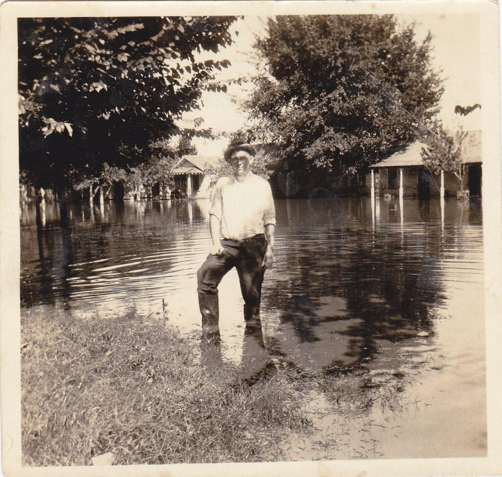 1926 Flood Waters- 1920s Antique Photographs- SET of 2- Flooding- Natural Disaster- Found Photo- Vernacular- Snapshots