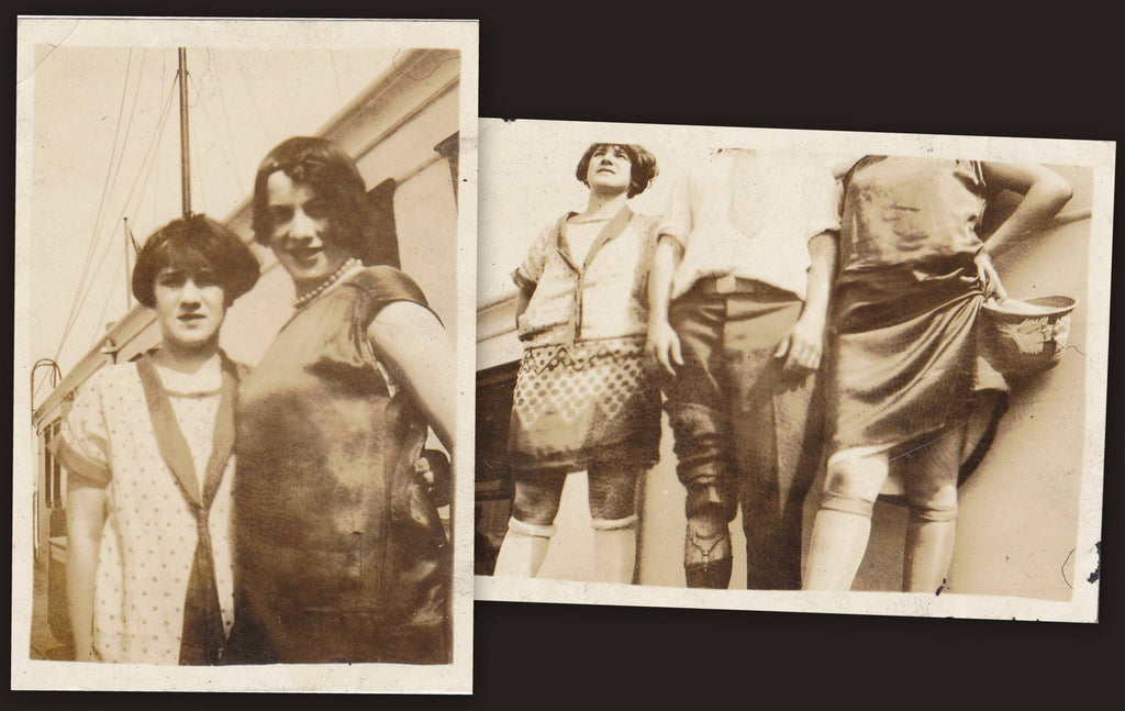 All That Jazz- 1920s Antique Photographs- SET of 2- Roaring 20s- Rolled Down Stockings- Flapper Fashion- Found Photos- Vernacular- Ephemera