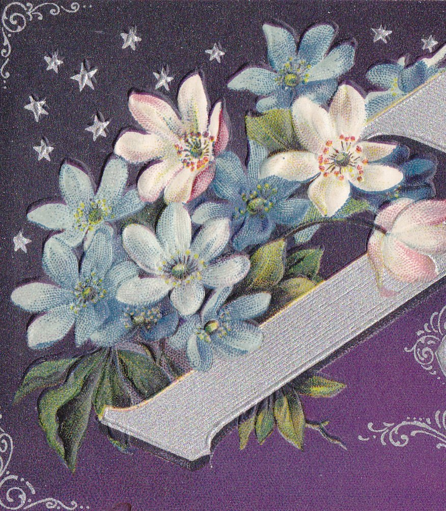 Easter Joys Be Thine- 1910s Antique Postcards- SET of 2- Easter Cross Flowers- Crown Of Thorns- Butterfly- Edwardian Floral- Embossed- Used