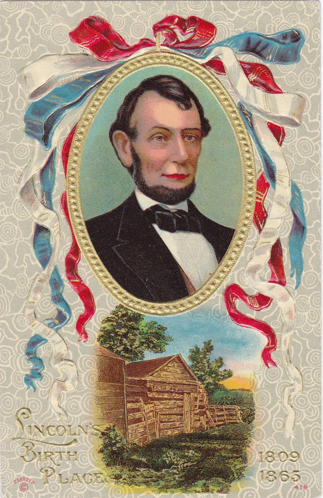 Lincoln's Birthplace- 1900s Antique Postcard- Lincoln Memorial- Log Cabin- P Sander- Hodgenville, Kentucky History- Abraham Lincoln Portrait- Used
