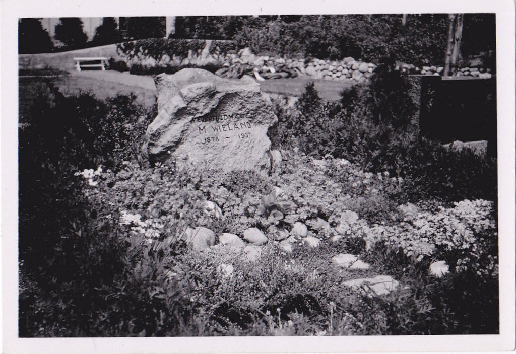 Stone Grave Marker- 1930s Vintage Photograph- M. Wieland- Cemetery Snapshot- Graveyard Photo
