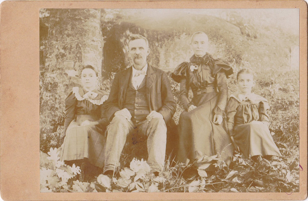 Woodland Portrait- 1800s Antique Photograph- Victorian Family- Cabinet Photo- Ghostly Picture- Haunted Decor- Paper Ephemera