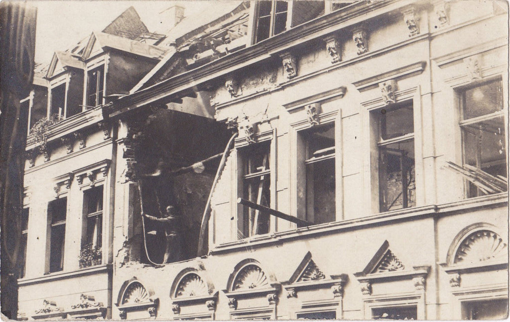 Paris Hit By Shells- 1910s Antique Photograph- WWI Bombing- Bombardment Aftermath- Ruins- Real Photo Postcard- RPPC