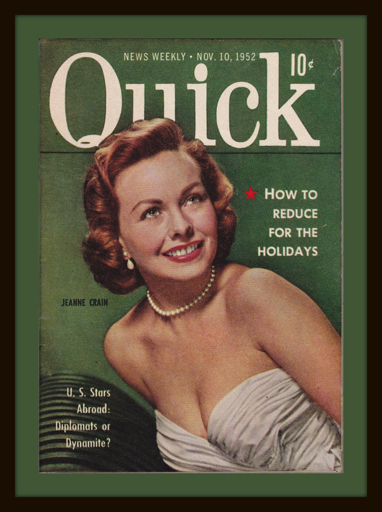 Reduce For The Holidays- 1950s Vintage Magazine- Quick News Weekly- Jeanne Crain- November 10, 1952- 50s Decor- Pin Ups- Paper Ephemera