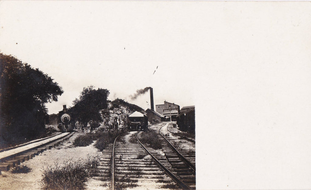 Locomotive- 1900s Antique Photograph- Steam Engine- Train Tracks- Railway History- Vernacular- Real Photo Postcard- RPPC- Paper Ephemera