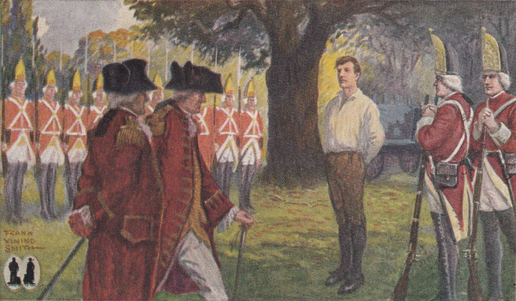 Execution of Captain Nathan Hale- 1910s Antique Postcard- American History- Revolutionary War Spy- Frank Vining Smith- Palmyra, IN