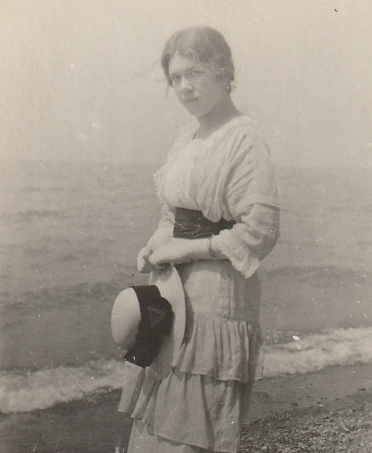A Day at the Beach - Edwardian Woman - RPPC, c. 1910s
