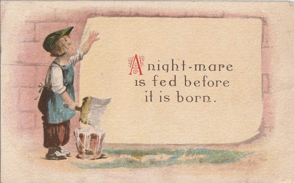 A Night-mare is Fed Before It Is Born - Postcard, c. 1910s