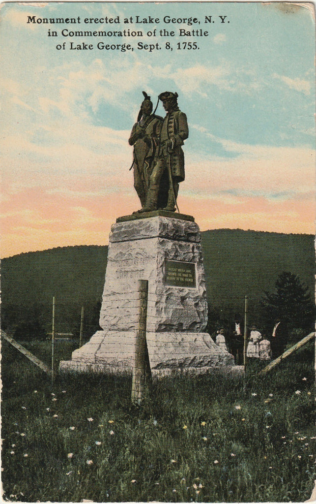Battle of Lake George Monument - Sept. 8, 1755 - Lake George, NY - Postcard, c. 1910s