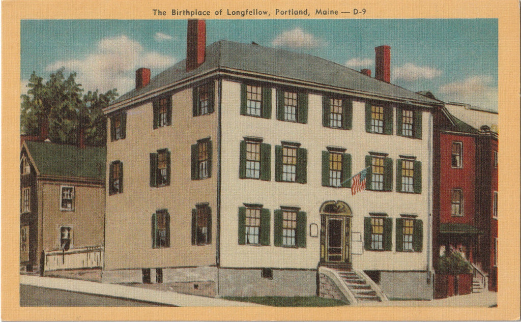 Longfellow's Home and Birthplace - Portland, Maine - SET of 2 - Postcards, c. 1950s